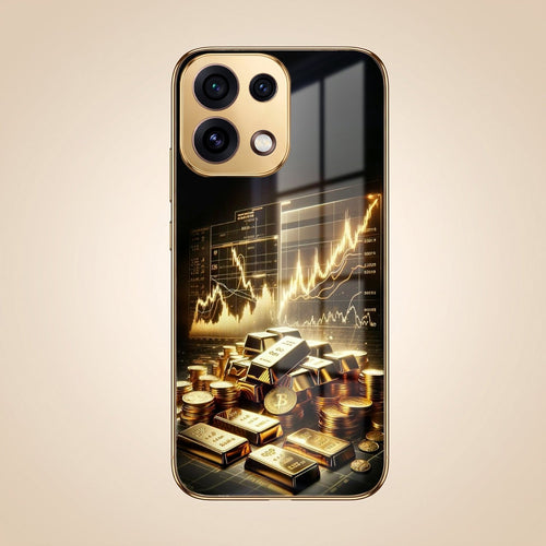 Oppo Reno 16C 5G Luxury Wealth Trader Gold Electroplated Glass Phone Back Case
