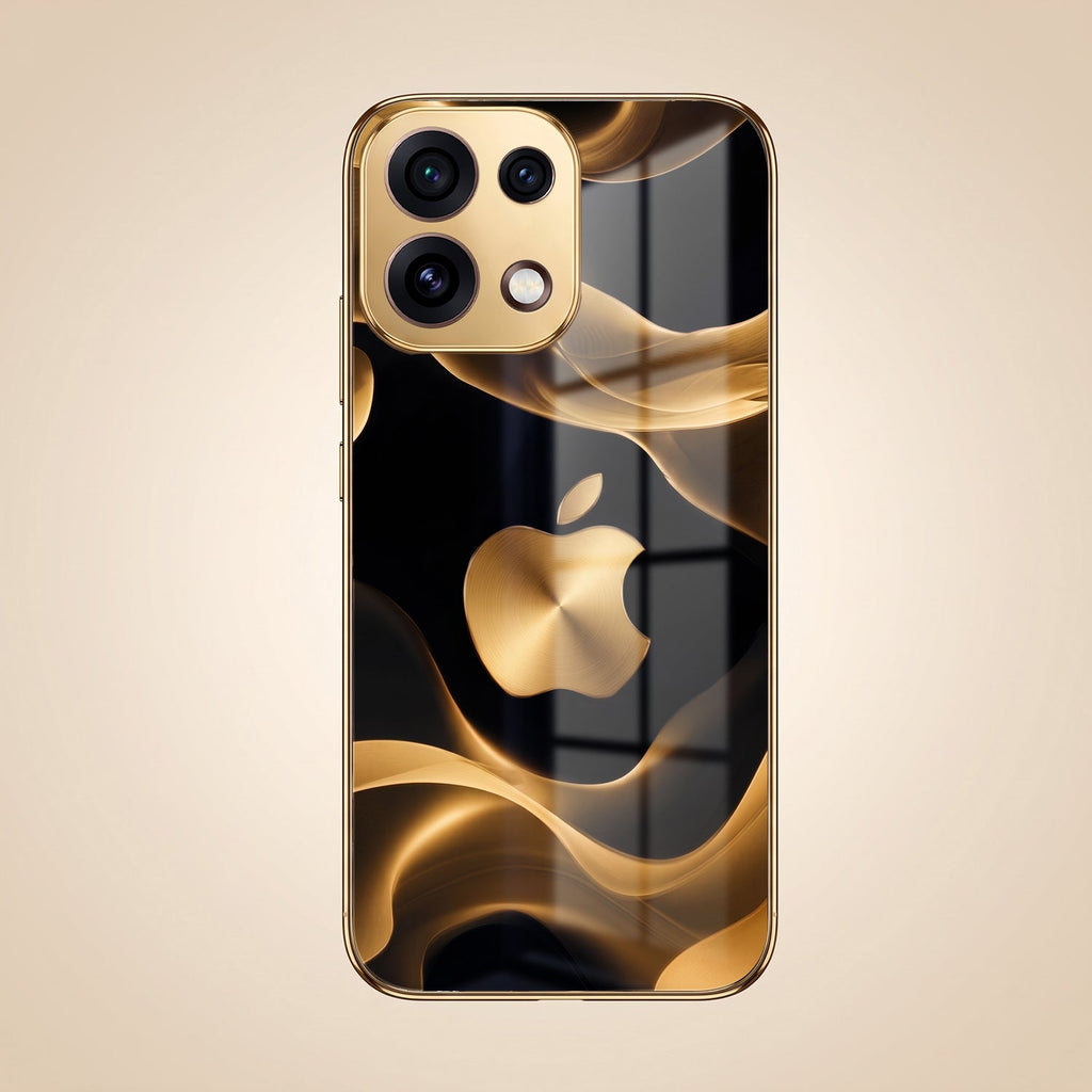 Oppo Reno 16C 5G Luxury Wave Gold Electroplated Glass Phone Back Case