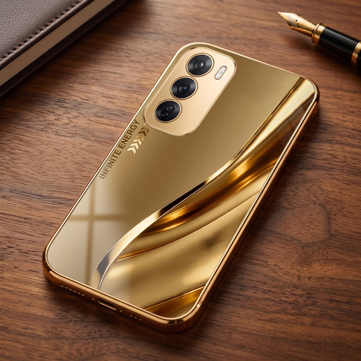 Oppo Reno 12 Pro 5G Luxury Infinity Energy Gold Electroplated Glass Phone Case