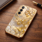 Oppo Reno 12 Pro 5G Golden Butterfly Gold Electroplated Glass Phone Back Case