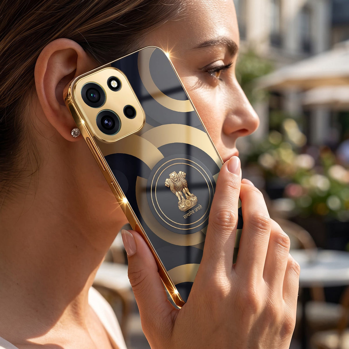 OnePlus Nord 6 5G Royal Emblem Gold Electroplated Glass Phone Back Case