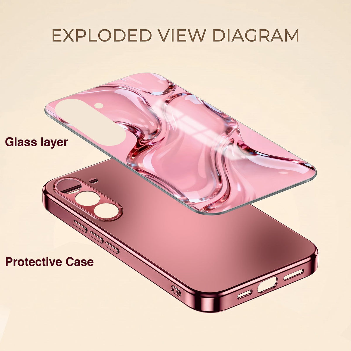 Samsung Galaxy A56 5G Crystal Wave Energy Pink Electroplated Glass Phone Back Case