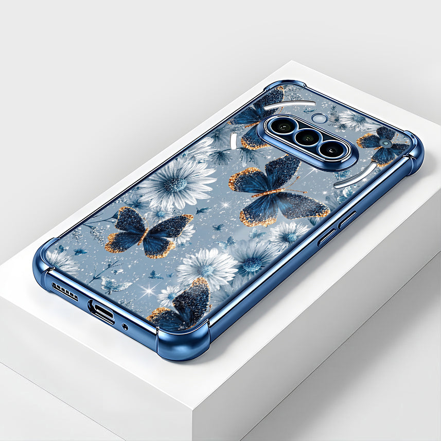 Nothing Phone 3a 5G Blue Butterfly Floral Blue Airbags Printed Back Case