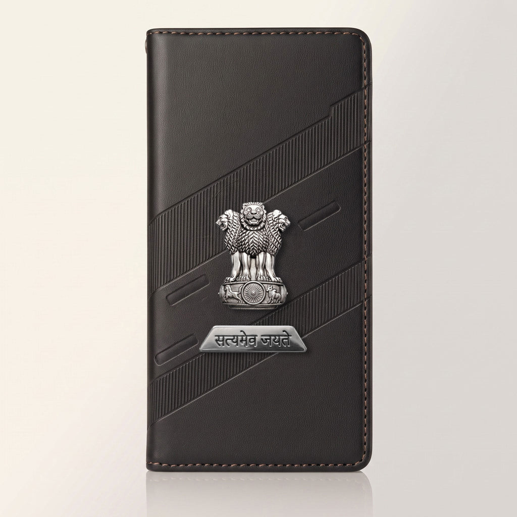 Vivo V40 Pro 5G Metal Satyamev Jayate 2-in-1 Emblem Magnetic Flip Wallet Case