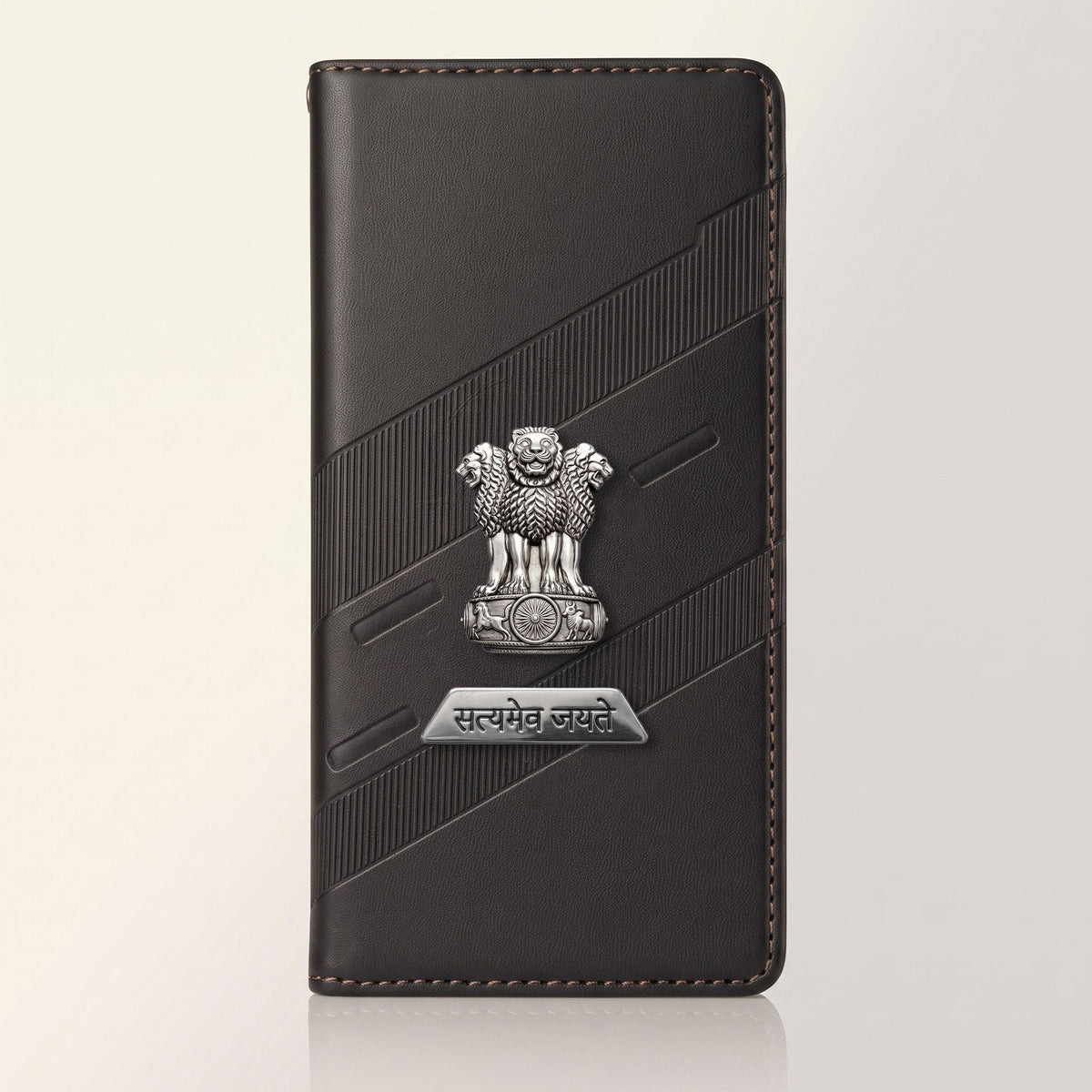 Vivo V40 Pro 5G Metal Satyamev Jayate 2-in-1 Emblem Magnetic Flip Wallet Case