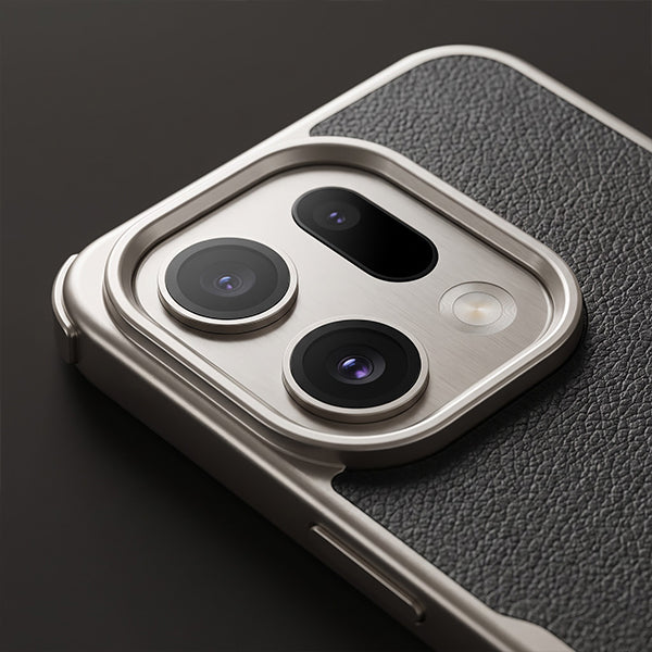 Oppo Find X9 Pro 5G Premium Leather-Style Phone Case with Chrome Finish Frame Elegant Protective Cover