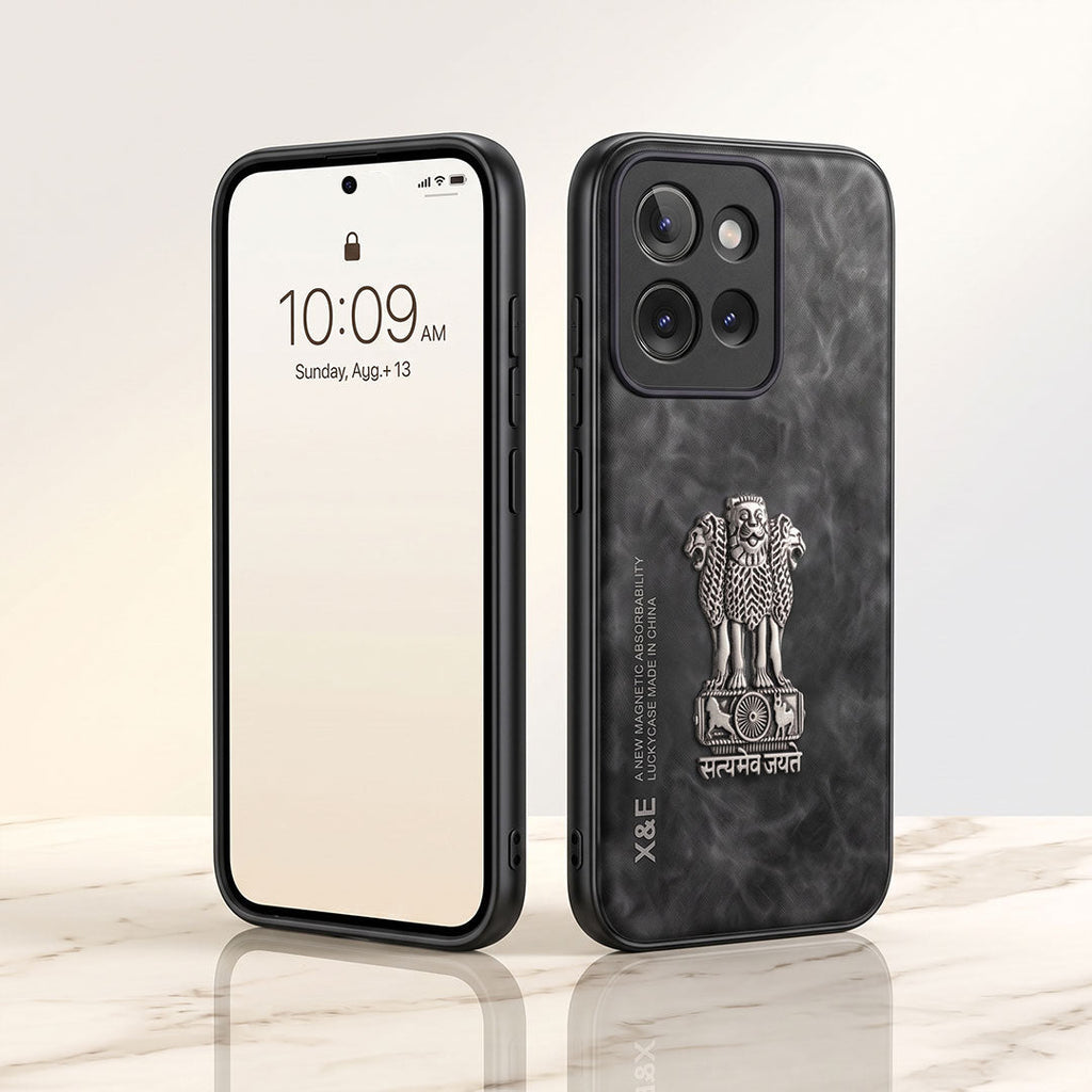 Motorola Edge 50 5G Metal Emblem Satyamev Jayate Comfortable Sheepskin Phone Case