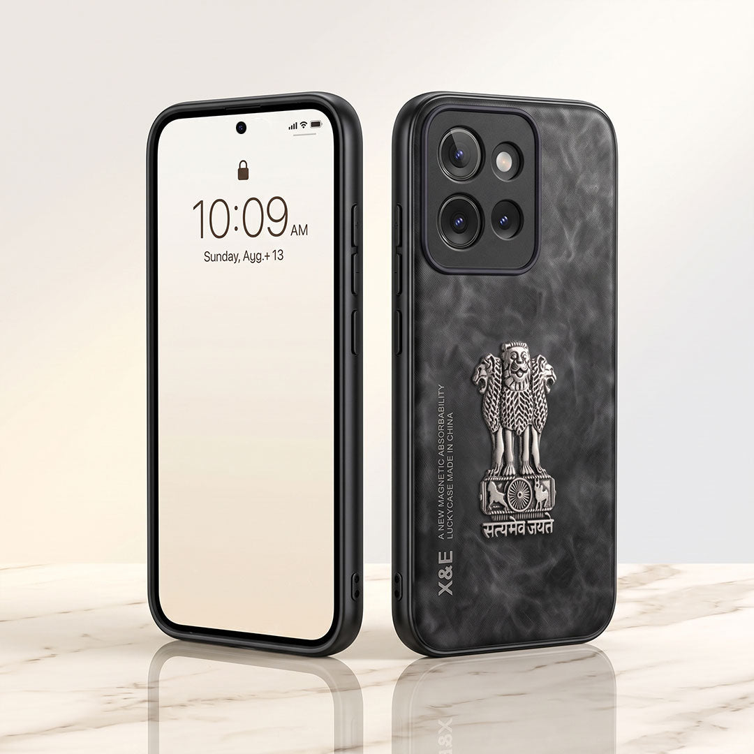 Motorola Edge 50 5G Metal Emblem Satyamev Jayate Comfortable Sheepskin Phone Case
