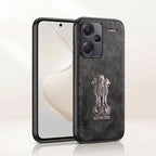 Redmi Note 13 Pro+ 5G Metal Emblem Satyamev Jayate Comfortable Sheepskin Phone Case