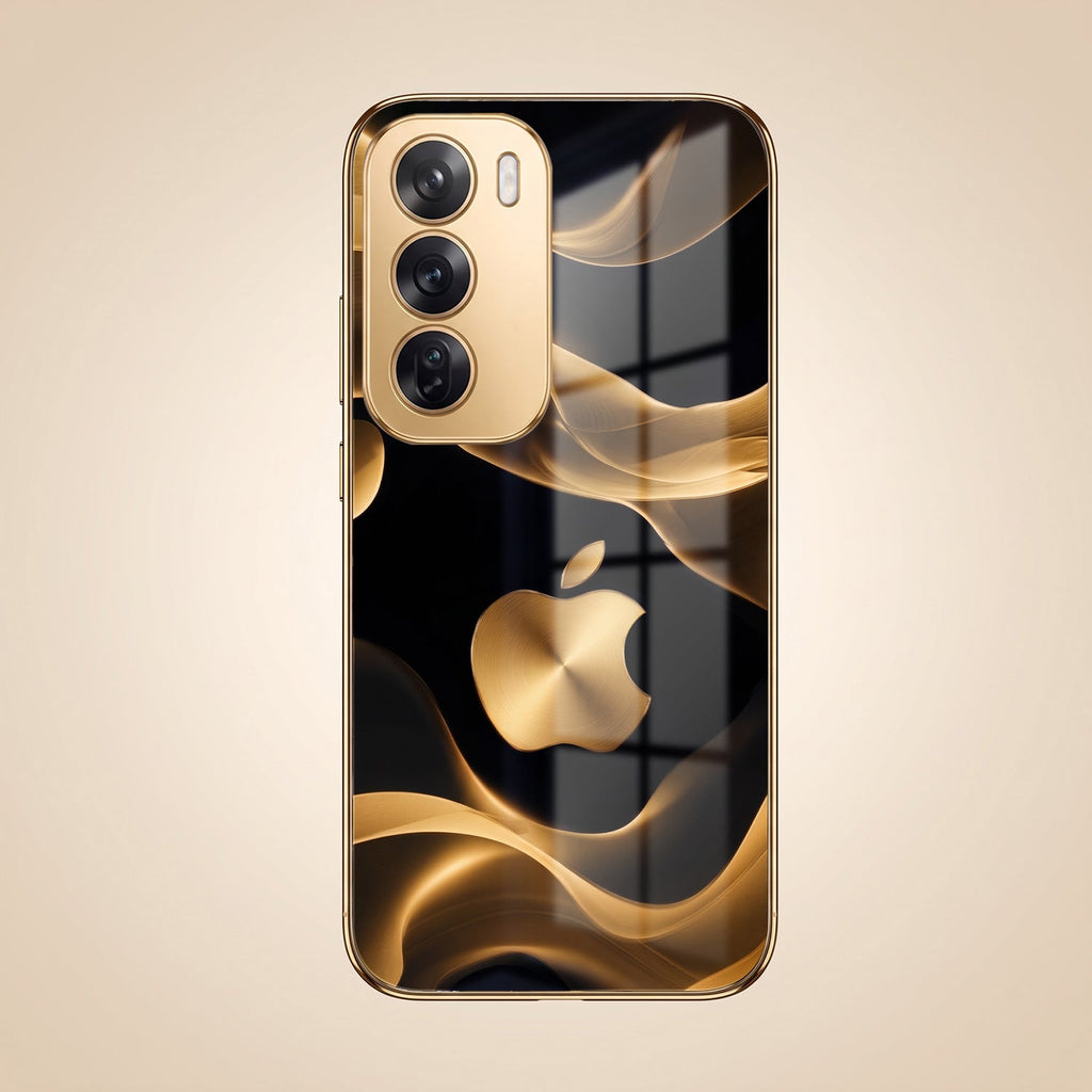 Oppo Reno 12 Pro 5G Luxury Wave Gold Electroplated Glass Phone Back Case