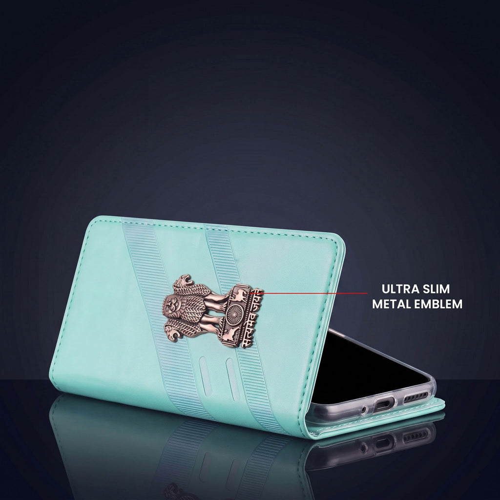 Oppo F29 Pro 5G Satyamev Jayate 3D Emblem Magnetic Flip Wallet Case