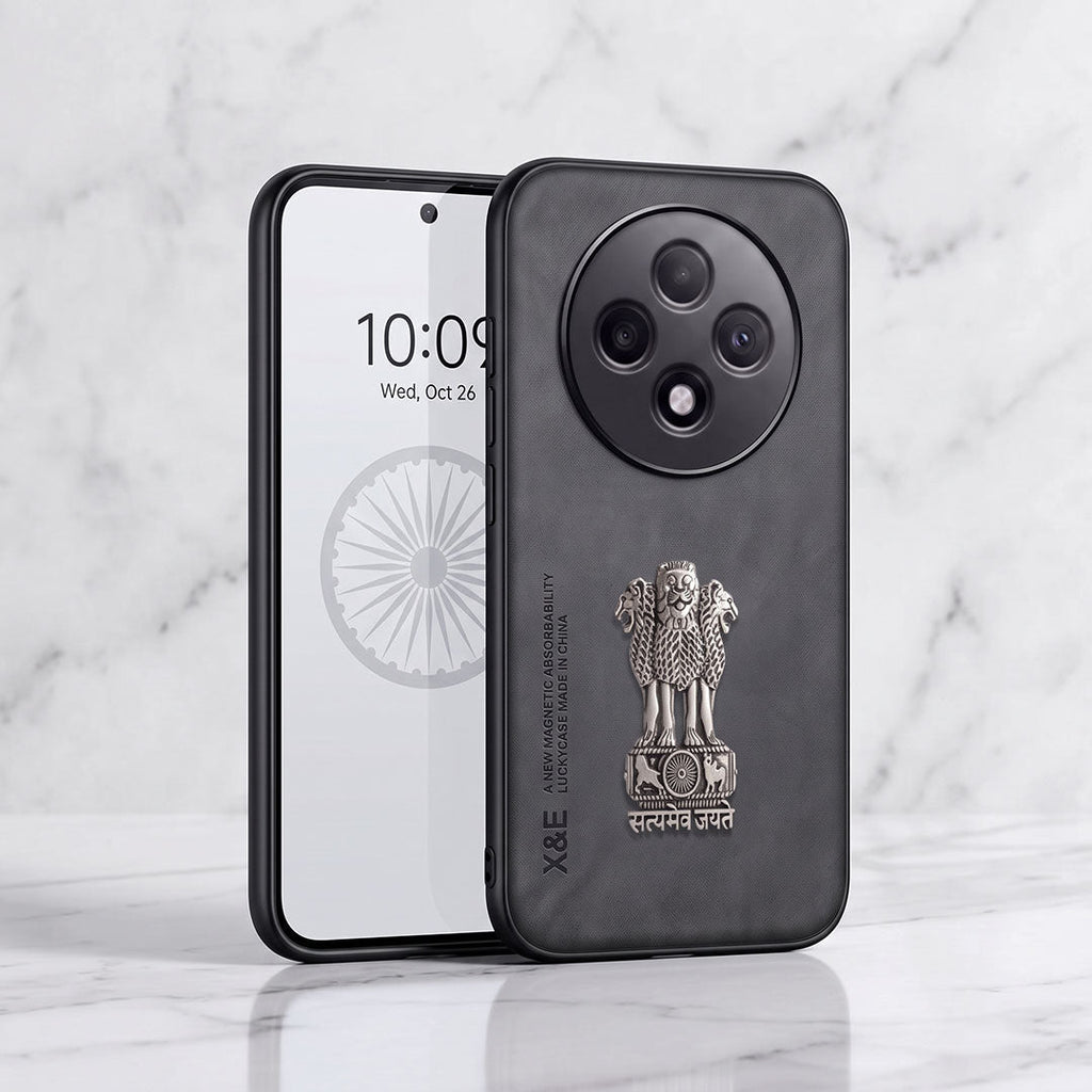 Oppo F27 Pro+ 5G Metal Emblem Satyamev Jayate Comfortable Sheepskin Phone Case