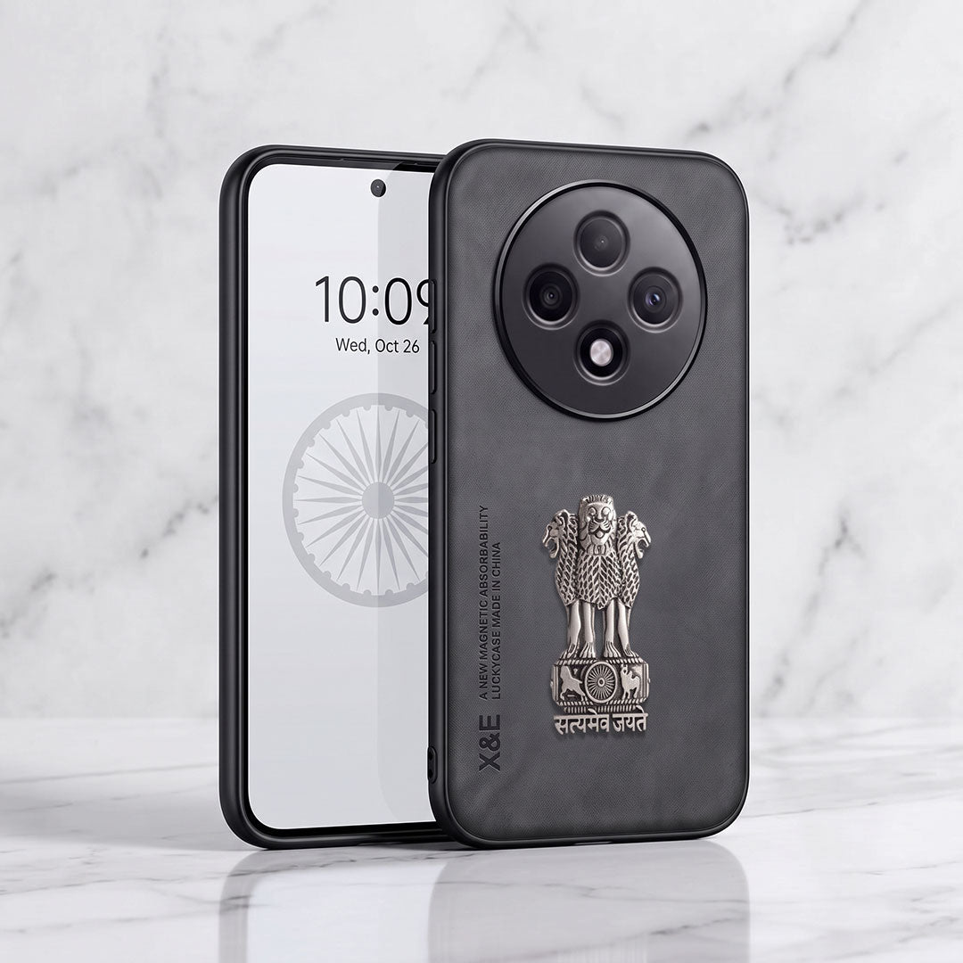 Oppo F27 Pro+ 5G Metal Emblem Satyamev Jayate Comfortable Sheepskin Phone Case