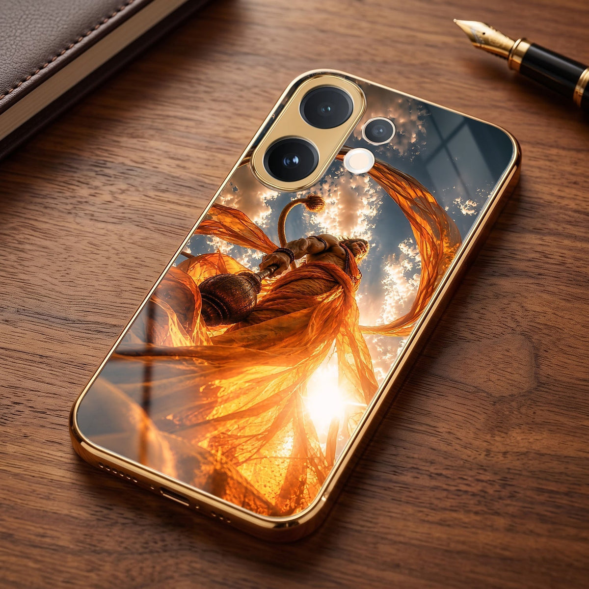 Vivo V60e 5G Divine Hanuman Gold Electroplated Glass Phone Back Case