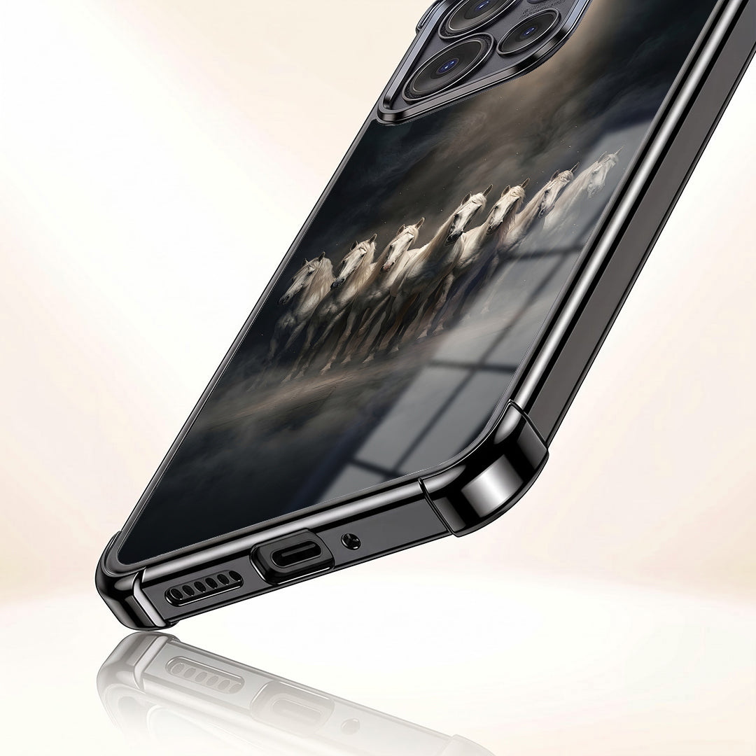 Motorola Edge 50 Neo 5G Running Horses Black Airbags Printed Back Case