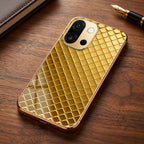 OnePlus 13s 5G Golden Criss Cross Gold Electroplated Glass Phone Back Case