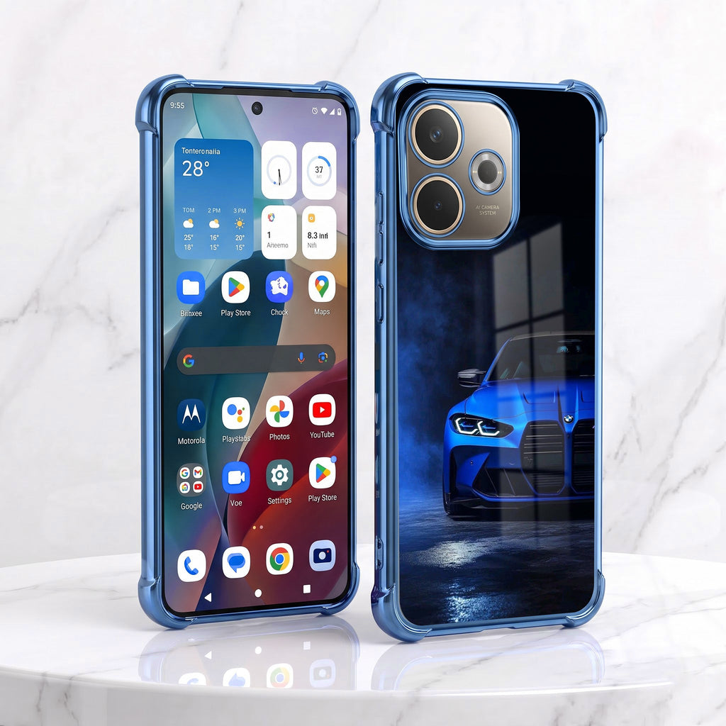Oppo A5 Pro 5G BMW Sport Car Blue Airbags Printed Back Case