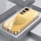 Vivo Y400 Pro 5G Golden Tiger Face Gold Electroplated Glass Phone Back Case
