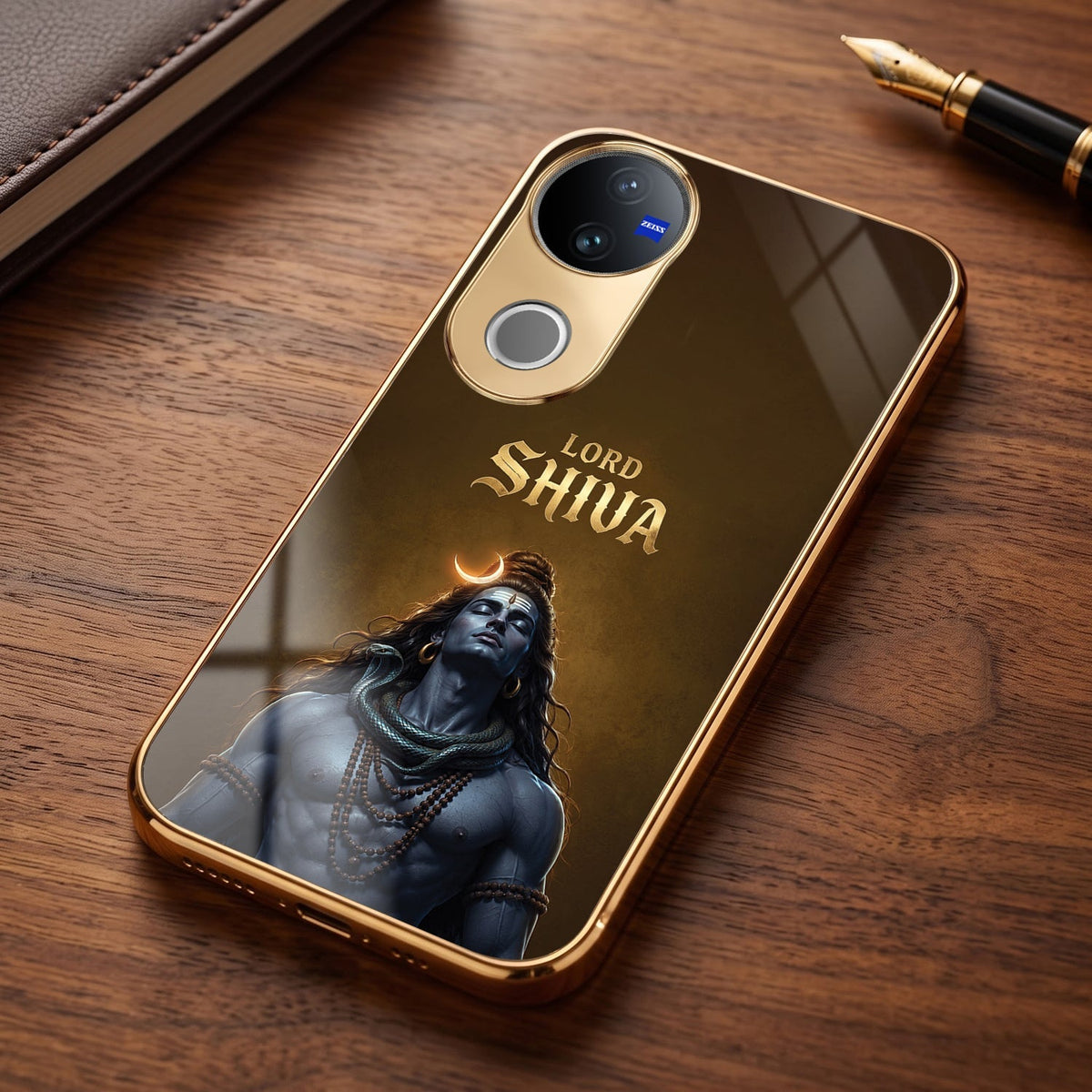 Vivo T4R 5G Lord Shiva Gold Electroplated Glass Phone Back Case