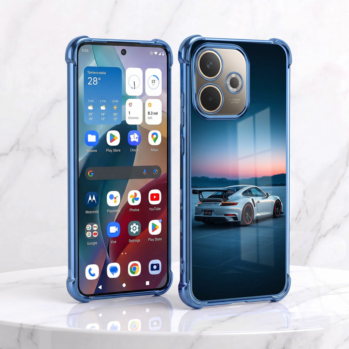 Oppo A5 Pro 5G Porsche Blue Airbags Printed Back Case