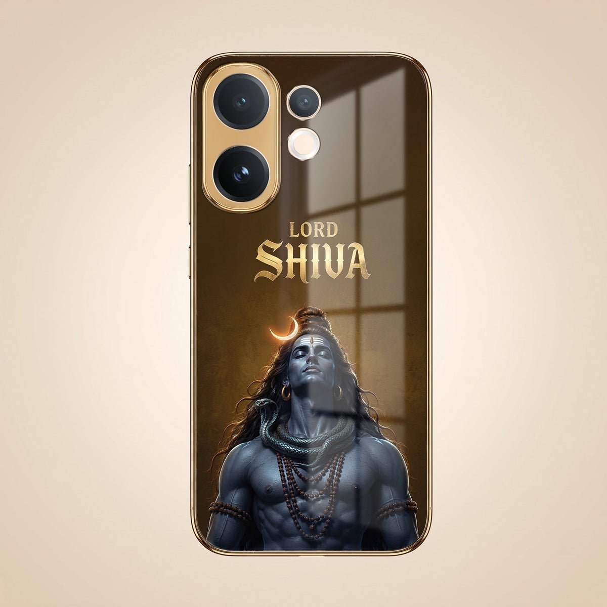 Vivo V60e 5G Lord Shiva Gold Electroplated Glass Phone Back Case