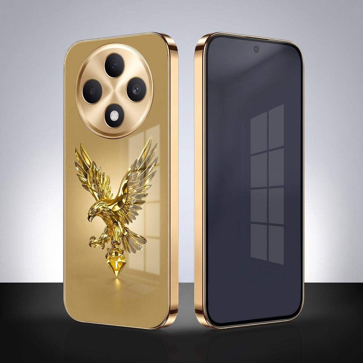 Oppo F27 Pro+ 5G Golden Eagle Gold Electroplated Glass Phone Back Case