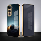 Vivo Y400 Pro Porsche Luxury Gold Electroplated Glass Phone Back Case