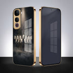 Vivo Y400 Pro 5G Running Horses Gold Electroplated Glass Phone Back Case