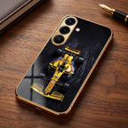 Samsung Galaxy A36 5G F1 Racing Car Gold Electroplated Glass Phone Back Case