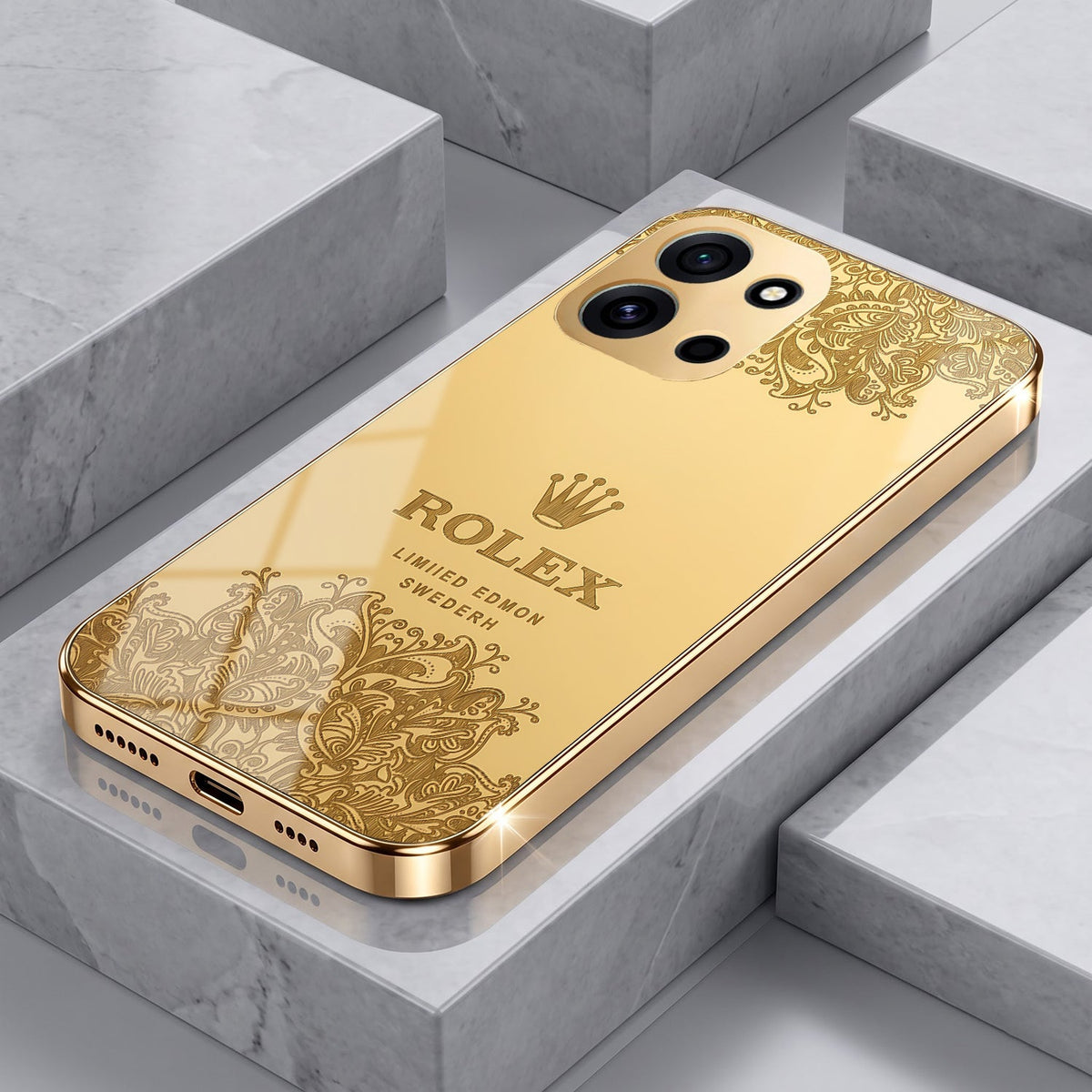 OnePlus Nord 6 5G Rolex Crown Gold Electroplated Glass Phone Back Case