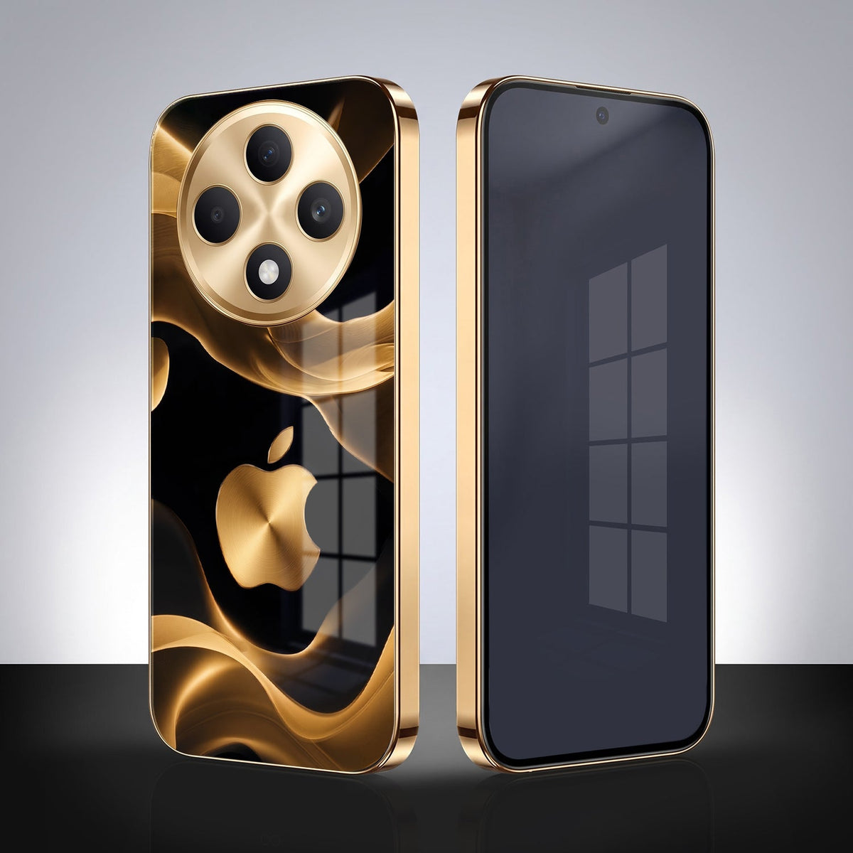 Oppo F27 Pro+ 5G Luxury Wave Gold Electroplated Glass Phone Back Case