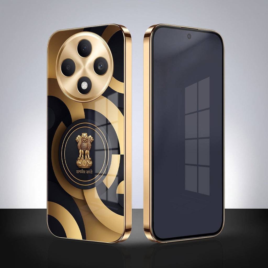 Oppo F27 Pro+ 5G Royal Emblem Gold Electroplated Glass Phone Back Case