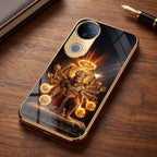Vivo V50 5G Lord Narasimha Gold Electroplated Glass Phone Back Case