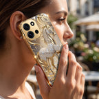 OnePlus Nord 6 5G Luxury Horse Texture Gold Electroplated Glass Phone Back Case