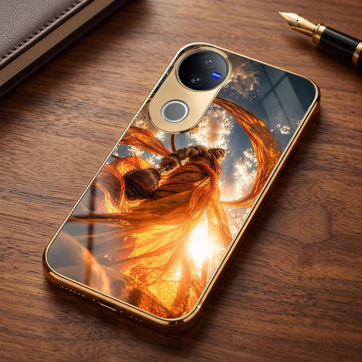 Vivo T4R 5G Divine Hanuman Gold Electroplated Glass Phone Back Case