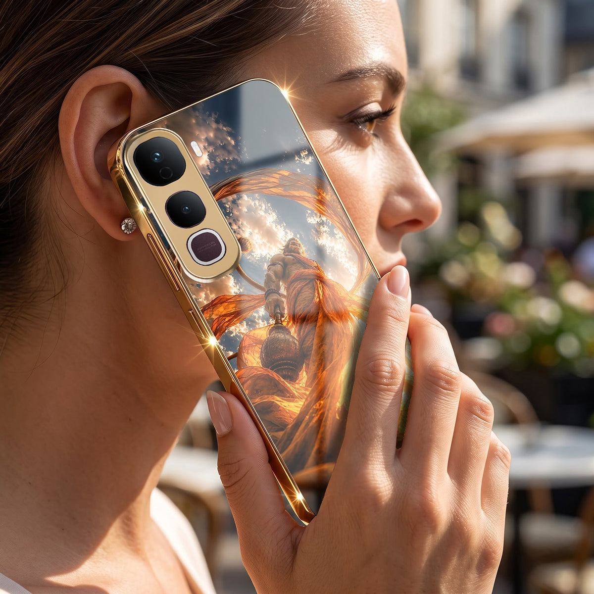 Vivo Y400 Pro 5G Divine Hanuman Gold Electroplated Glass Phone Back Case