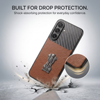 Samsung Galaxy A27 5G Satyamev Jayate Carbon Fiber Leather Hybrid Phone Case