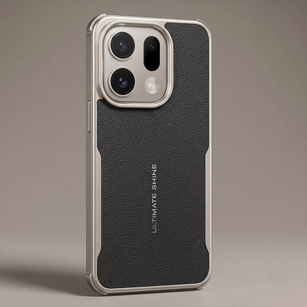 Oppo Find X9 Pro 5G Premium Leather-Style Phone Case with Chrome Finish Frame Elegant Protective Cover