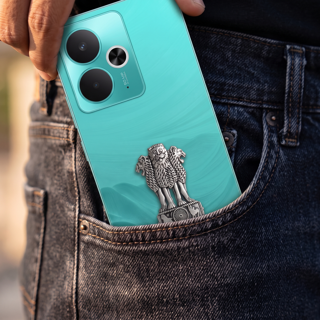 Realme 14T 5G Compatible Satyamev Jayate 3D Metal Emblem Sticker