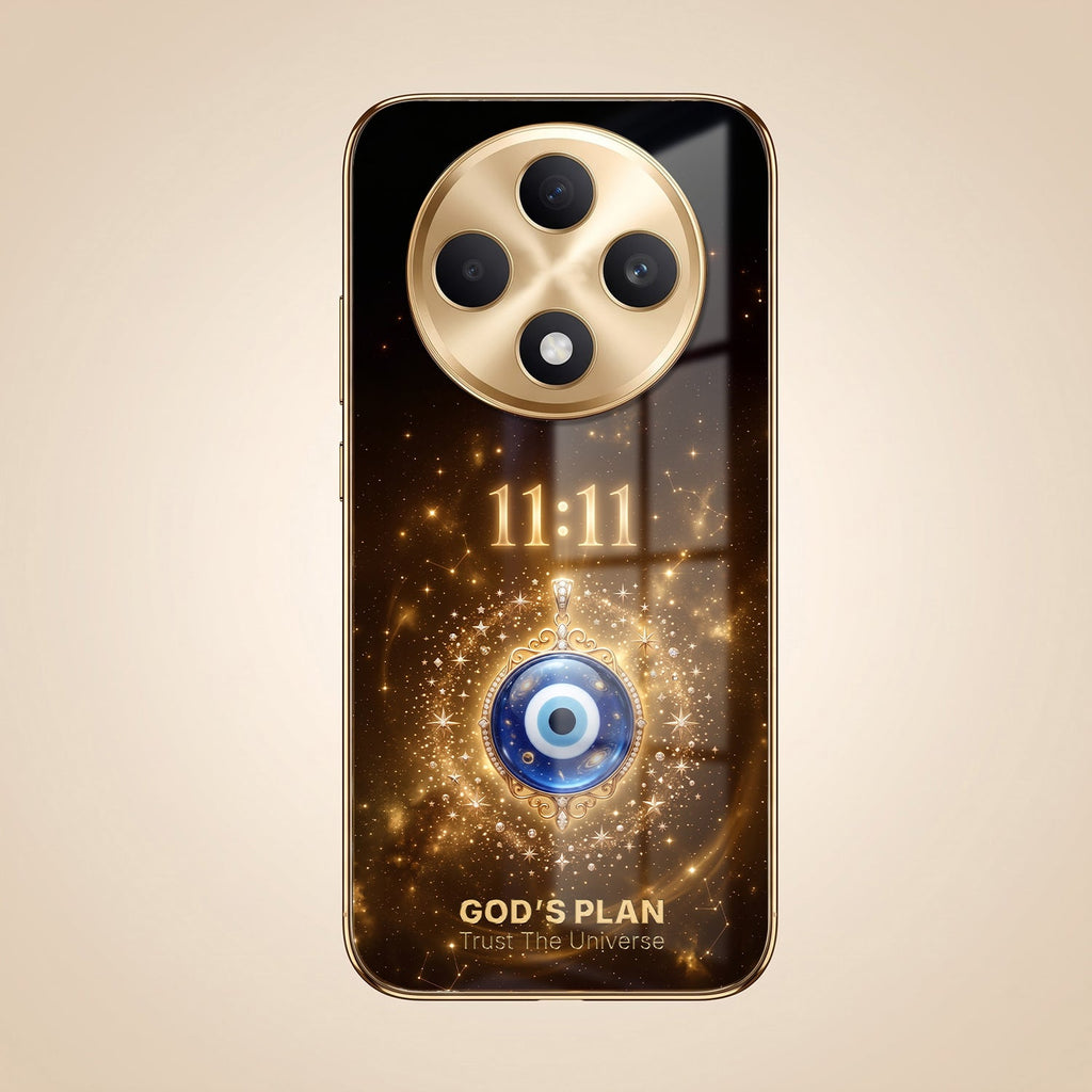 Oppo F27 Pro+ 5G God’s Plan Evil Eye Gold Electroplated Glass Phone Back Case