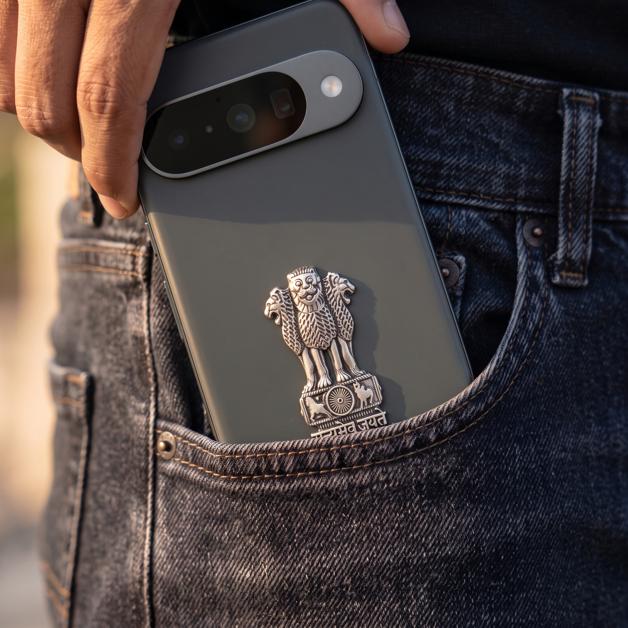 Google Pixel 10 5G Compatible Satyamev Jayate 3D Metal Emblem Sticker