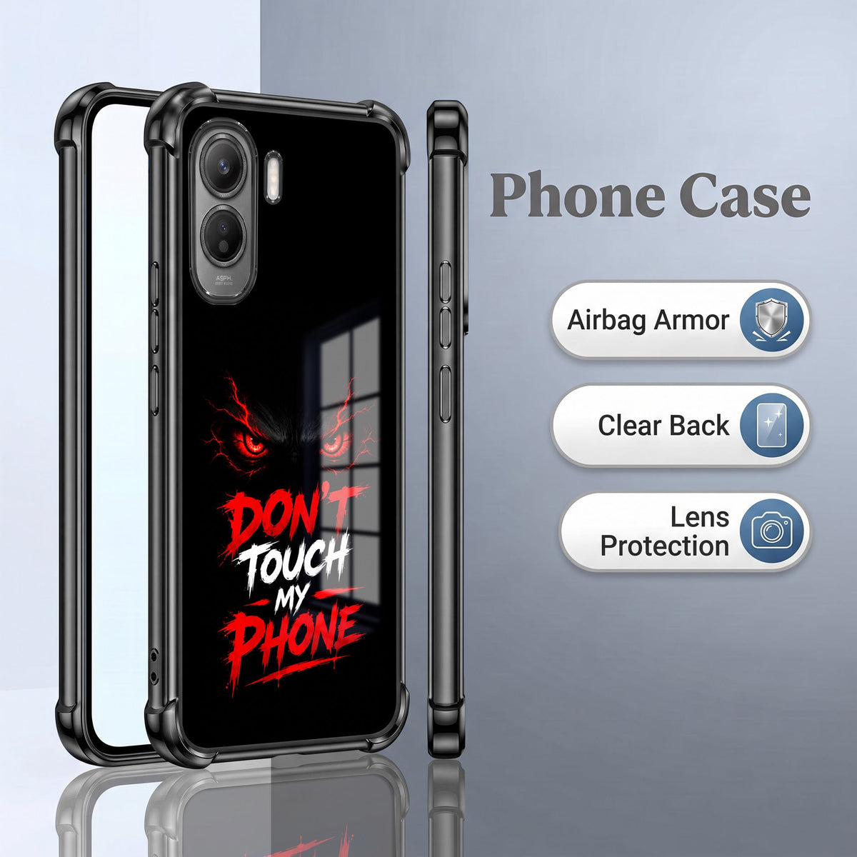 Vivo T5 Pro 5G Don't Touch My Phone Black Airbags Printed Back Case