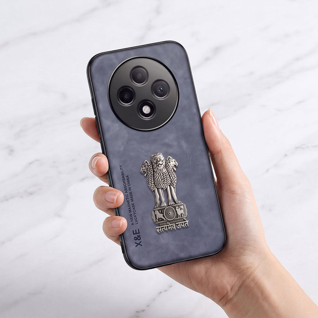 Oppo F27 Pro+ 5G Metal Emblem Satyamev Jayate Comfortable Sheepskin Phone Case