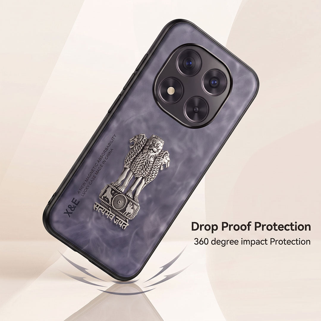 Redmi Note 14 Pro+ 5G Metal Emblem Satyamev Jayate Comfortable Sheepskin Phone Case