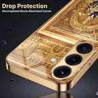Samsung Galaxy A56 5G Premium Heritage Gold Electroplated Glass Phone Back Case