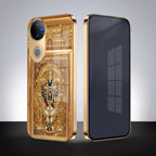 Vivo V50 5G Premium Heritage Gold Electroplated Glass Phone Back Case