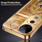 Vivo V40 Pro 5G Premium Heritage Gold Electroplated Glass Phone Back Case
