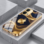 Vivo T5X 5G Luxury Wave Gold Electroplated Glass Phone Back Case