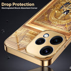 Oppo Reno 15 5G Premium Heritage Gold Electroplated Glass Phone Back Case
