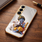 Samsung Galaxy A36 5G Bal Krishna Blessings Gold Electroplated Glass Phone Back Case